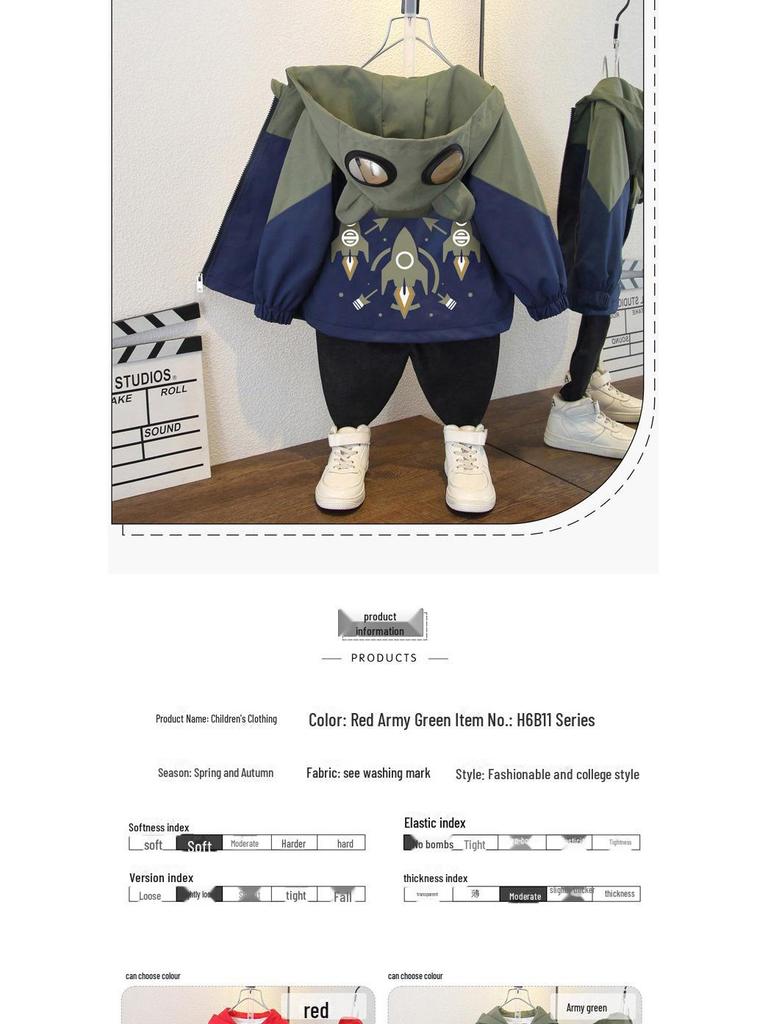 2025 Boys' Spring & Autumn Hooded Jackets - Trendy Medium & Large Sizes