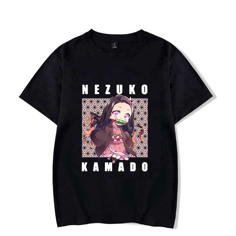 Anime Kamado Nezuko Print Short Sleeve T Shirts Men Shirts Summer Short Sleeved Male T-Shirts Comfy Soft Shirts Loose Tops