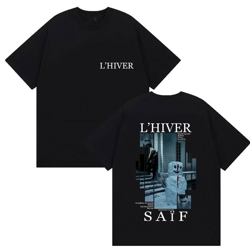 2025 Summer Rapper LHIVER Saif Album Graphic Mens Gothic Hip Hop Short Sleeve Tshirts Vintage Cotton Tshirt Streetwear Y2k