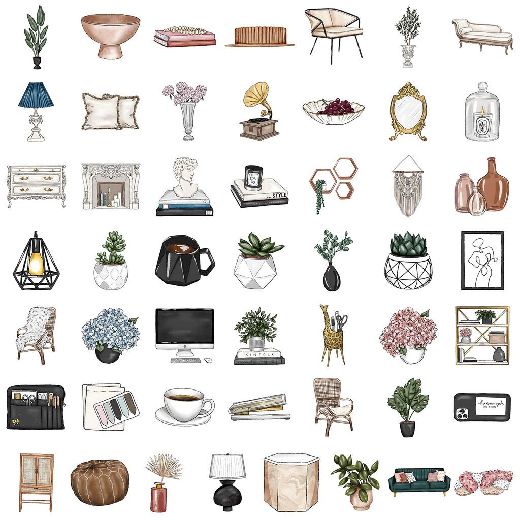 50PCS Bohemian Style Home Graffiti Stickers - Waterproof Decor for Water Cup, Phone & Computer AnimeWorlds Store