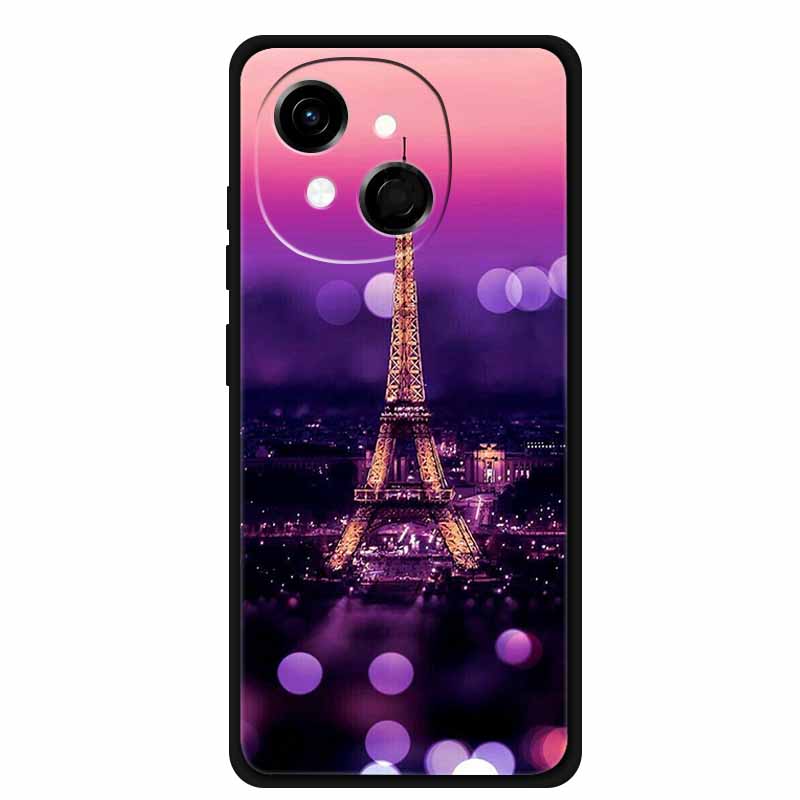 Black Silicone Case For Tecno Spark 40C Cases Wolf Luxury Protective Soft Back Cover For Tecno Pop 9 4G Case 6.67" Animal Fundas