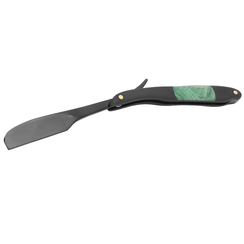 Manual Shaving Blade Holder Wooden Handle Folding Zinc Alloy Blade Holder for Hair Salon Green Black