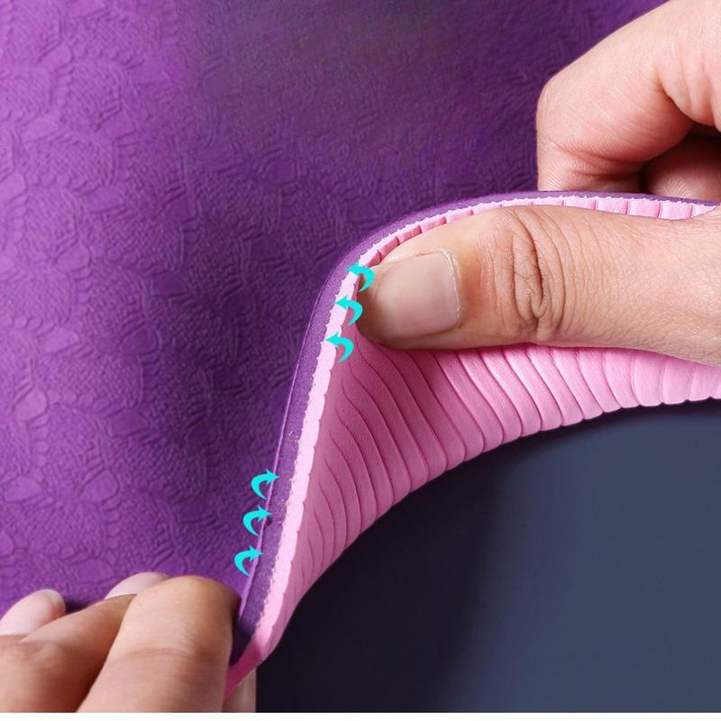 Covorașul de yoga TPE de uz casnic anti-alunecare și rezistent la uzură Covorașele de yoga sunt sigure și ecologice Absorbție de șoc Covorașul de fitness inodor cu două culori