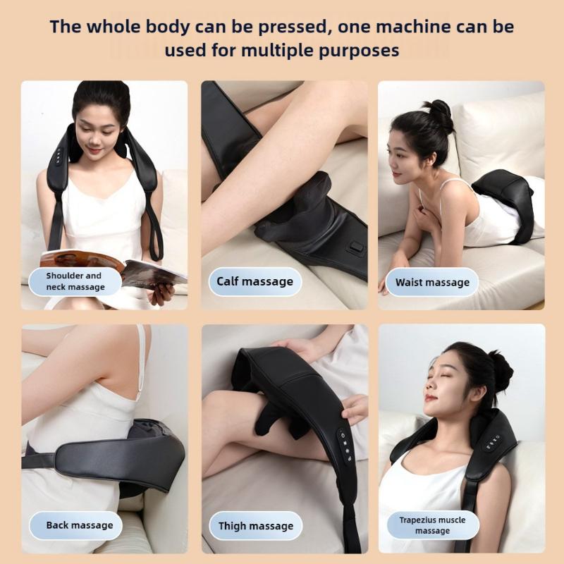 USB Rechargeable Massager for Office & Home Cordless Shiatsu Heated Neck & Shoulder Massager Relaxing Body Electric Massage Tool