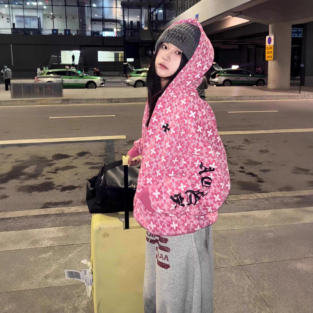National Brand Super Good-looking Cross Full of Letters Hooded Sweater Women's Spring Design Sense Casual Jacket
