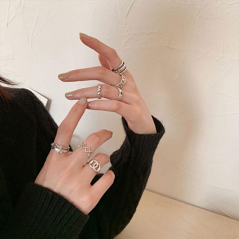 Ins Trendy S925 Silver Ring For Women Elegant Adjustable Finger Ring For Chic Style