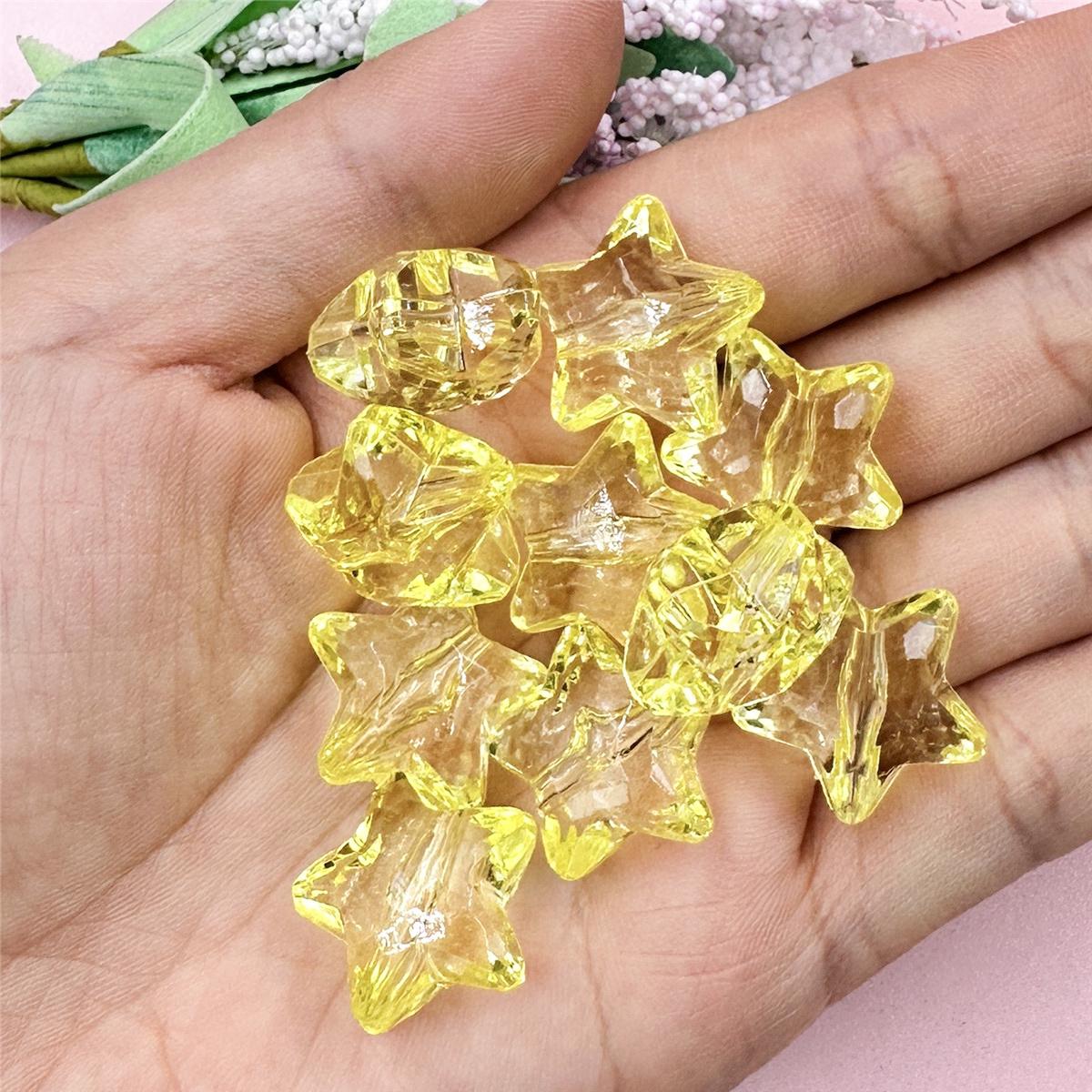 

Прозрачный кристалл, акриловый браслет, материал из бисера, 10 шт., бусины с пятиконечной звездой, 18,5 мм, аксессуары, сделай сам, для ожерелья жёлтый