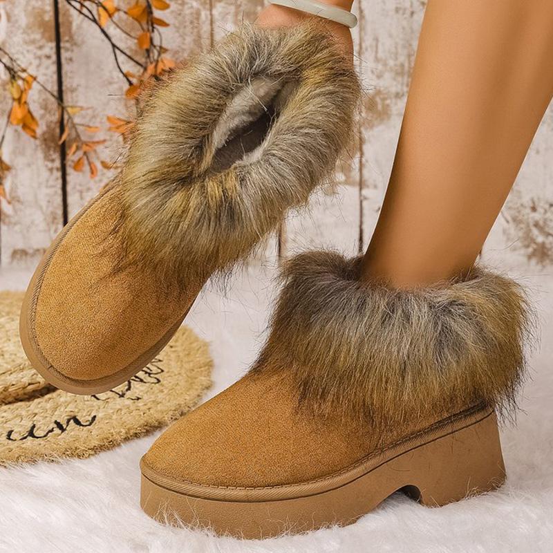 Fashion High Heel Platform Snow Boots Women Winter Fashion Gradient Furry Snow Boots Woman Slip On Non Slip Warm Plush Booties Ladies
