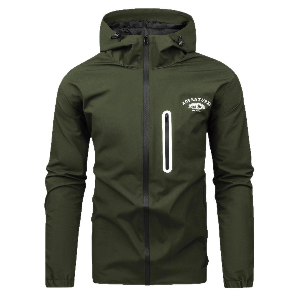 Spring and Autumn Men's Outdoor Sports Leisure Loose Printed Windproof Hoodie Work Top Men's Jacket
