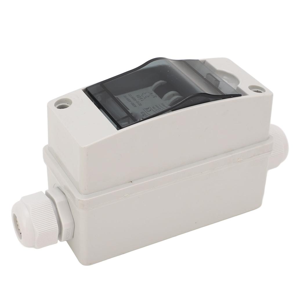 40A Dual Power PV Disconnect Switch Outdoor Small Breaker Box for Solar Panel with DIN Rail Enclosure DC 12‑400V AC