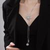 Snowflake Necklace Rotating Rhinestone Tassel Necklace Snow Flower Adjustable Long Sweater Chain For Women Jewelry