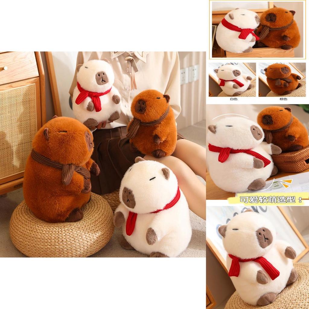 Adorable Capybara Plush Toy For Home Decoration And Cozy Pillow Gifts In White And Brown