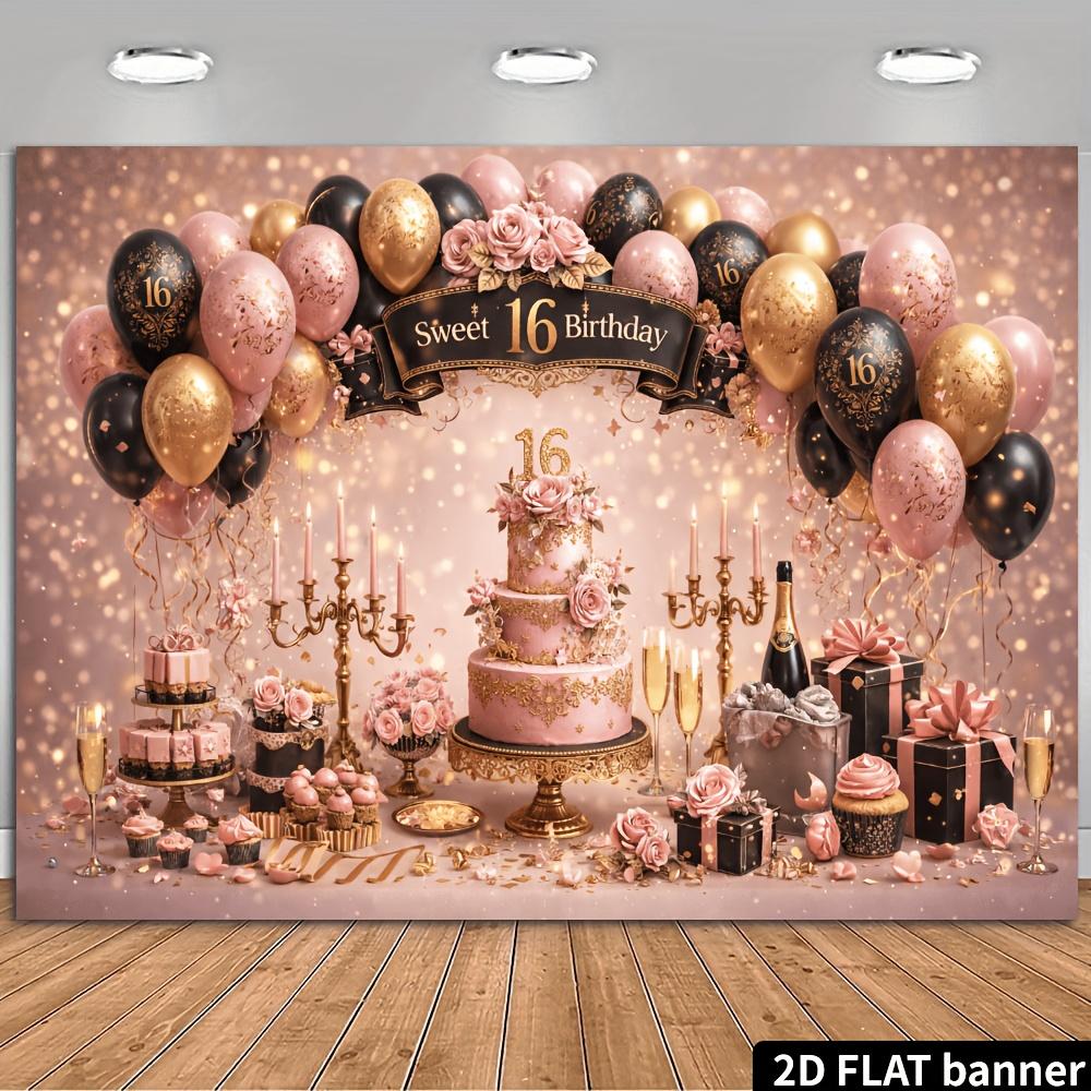 2D Plane Sweet 16 Birthday Party Banner Background 16th Birthday Theme