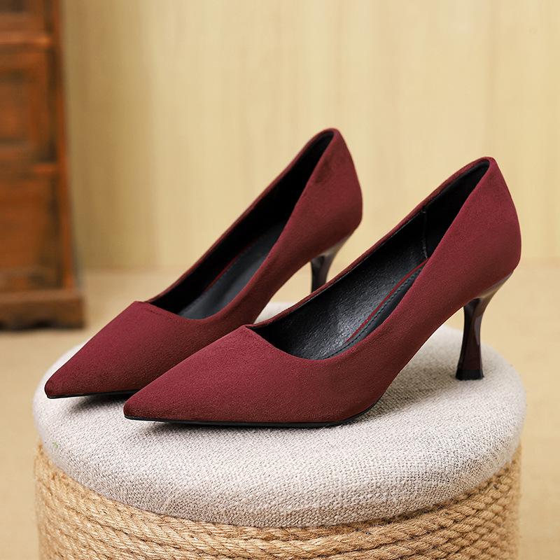 

Туфли Huiliya с леопардовым принтом на высоком каблуке женские, с неглубоким носком, с тонким каблуком, новый темперамент, с небольшим каблуком, французские заостренные туфли женские B835-F1 39 красный