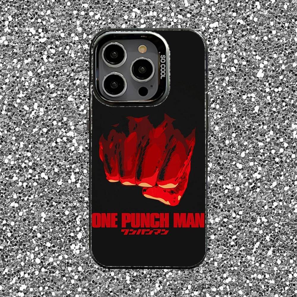 One P-Punch-Man Phone Case For iPhone 16,15,14,13,12,11,Pro,XS,Max,Plus,Mini,SE Black Candy Matte Shockproof Cover