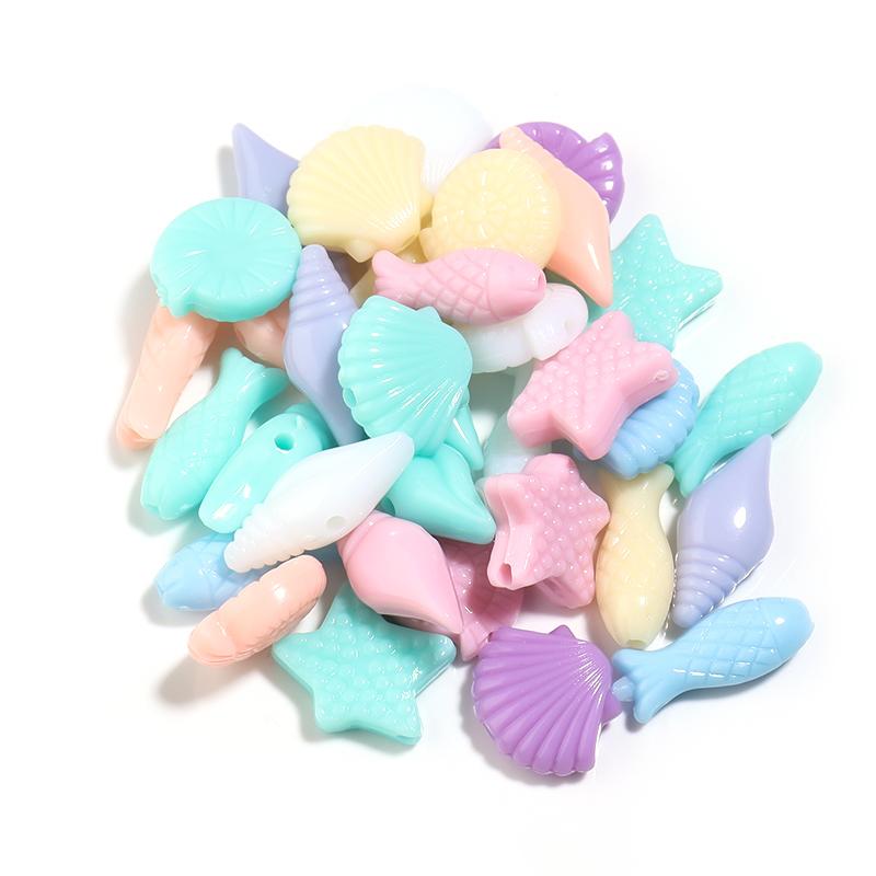 50-100 Stück/Los Mischfarbe Acrylperlen Schmetterling Blume Stern Lose Perlen Meeresbewohner Perlen Für Schmuckherstellung DIY Zubehör