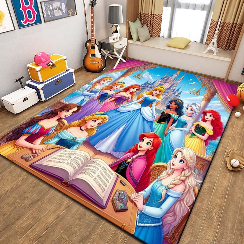 Beautiful All Princess Theme Cartoon Carpet for Living Room Bedroom Sofa Doormat Decor Rug Kid Non-slip Floor Mat Girl Nice Gift