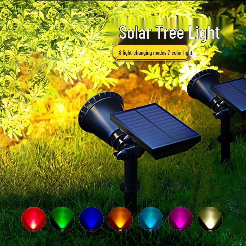 Solar Colorful Outdoor Lawn Spotlight - Automatic Dusk Activation, Ground-Inserted Garden Tree Light