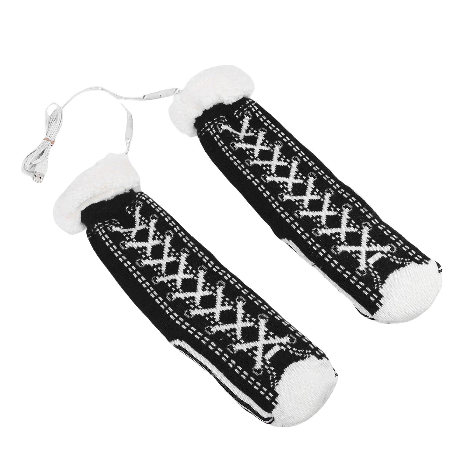 

USB Heated Socks for Men Women Fleece Anti Slip Electric Heating Socks Foot Warmer for Winter Indoor Home Skiing Camping