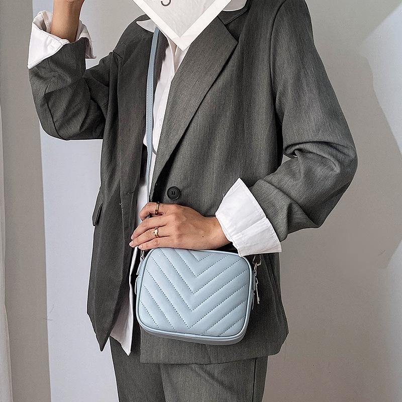 New Fashion Women'S Crossbody Bags Solid Color Rhombic Sewing Shoulder Bags Simple Stylish Pu Leather Handbags Quality