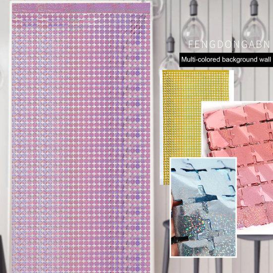 5 sztuk kwadratowa świecąca kurtyna tło imprezowe folia brokatowa zasłona z frędzlami dekoracje świąteczne tło do budki fotograficznej serpentyny