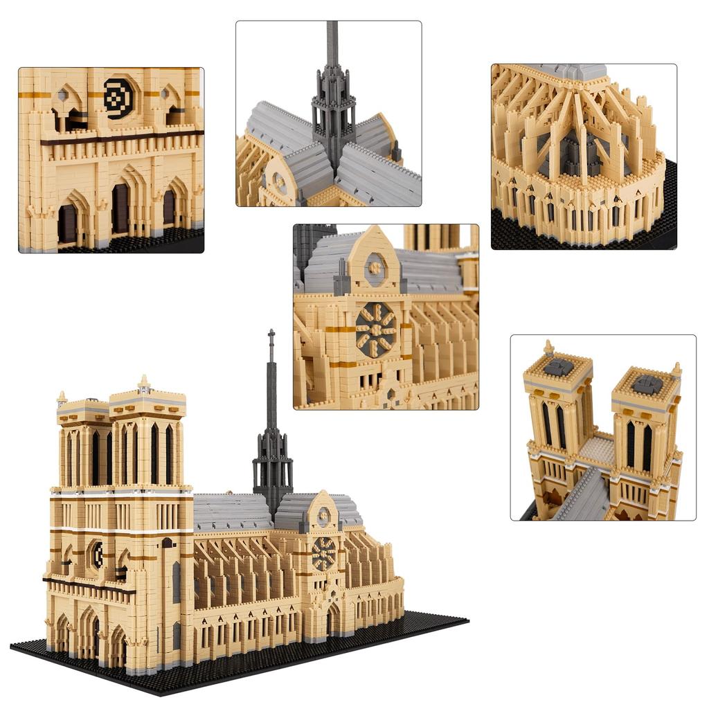 LULUFUN Katedra Notre Dame Mini Bloki Budowlane Mini Zamek 3D Notre Dame de Paris Montaż Dzieci i Świętowanie Nowe Urodziny Prezent Świąteczny Zabawka,