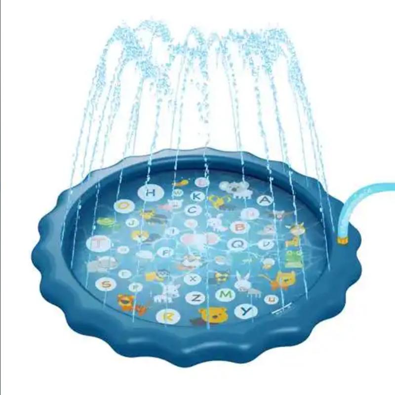 Non-Toxic Kids Inflatable Sprinkler Water Play Mat Outdoor Lawn Beach Spray Games Pad With Letters Design Summer Fun Cushion 100/170Cm
