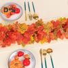 175/200CM Artificial Maple Leaf Garland Home Garden Indoor Outdoor Hanging Faux Red Leaves Plants Vine Halloween Fall Harvest Festival Decoration