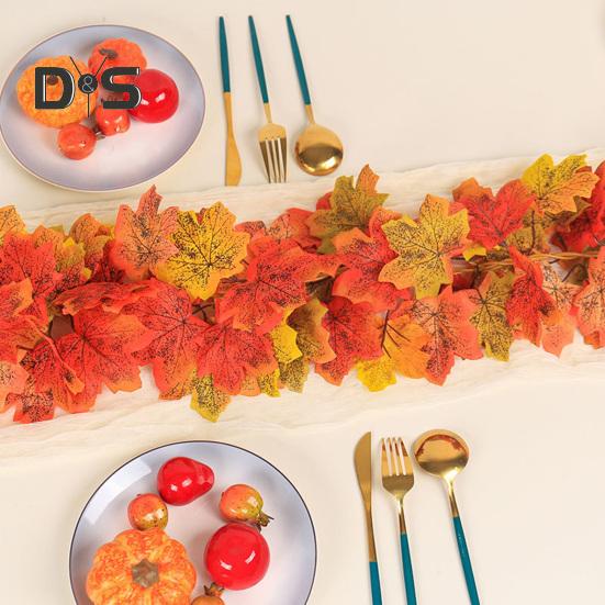 175/200CM Künstliche Ahornblattgirlande für Haus, Garten, drinnen und draußen, zum Aufhängen, künstliche rote Blätter, Pflanzen, Reben, Halloween, Erntedankfest, Dekoration