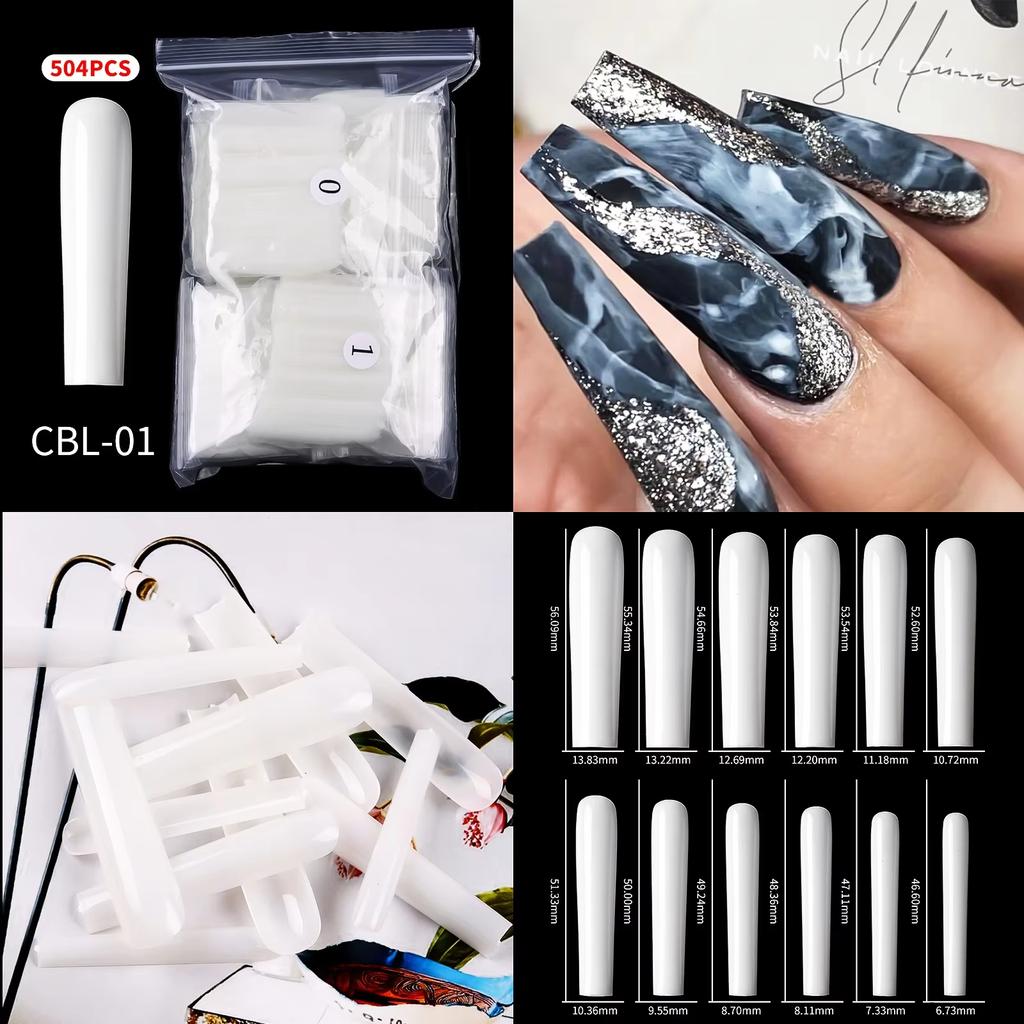 500pcs/bag Coffin False Nail Tips Clear Ballerina Stiletto Rounded Square Acrylic Fake Nails Extension System UV Gel Manicure
