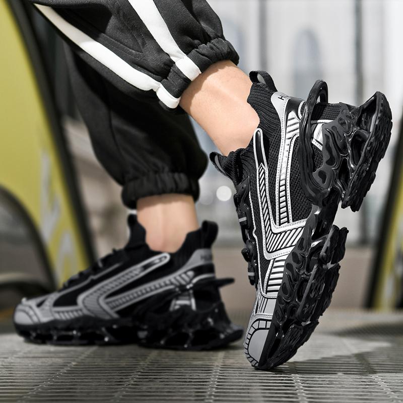 Men's Trendy Color Block Chinese Landscape Lace Up Blade Sneakers With Assorted Colors, Casual Outdoor Walking Shoes
