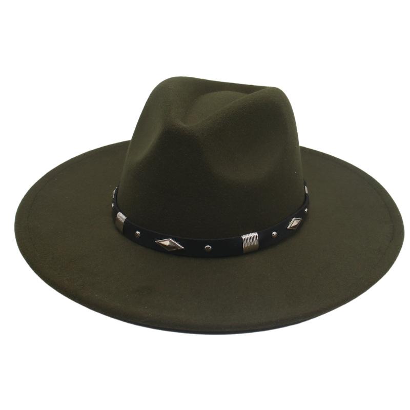 Big Brim Rhombus Metal Belt Accessories Jazz Hat Men'S And Women'S British Style Top Hat
