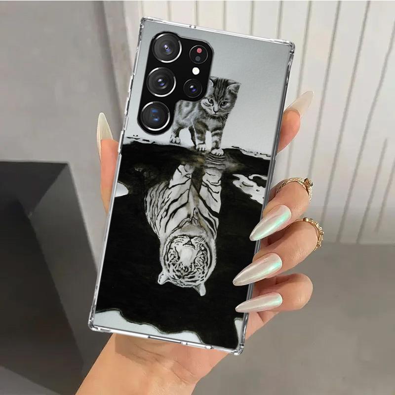 

Cool Animal Big Cat Tiger Phone Case for Samsung Galaxy S26 S24 S23 Ultra S25 Edge S22 S21 Plus S20 FE + Soft Print Shell Funda Samsung S26