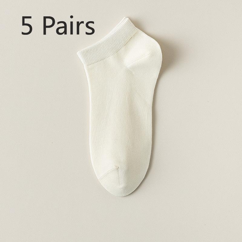 5 Pairs Boneless Socks for Women Spring and Summer Thin Socks Absorbent Cotton Socks