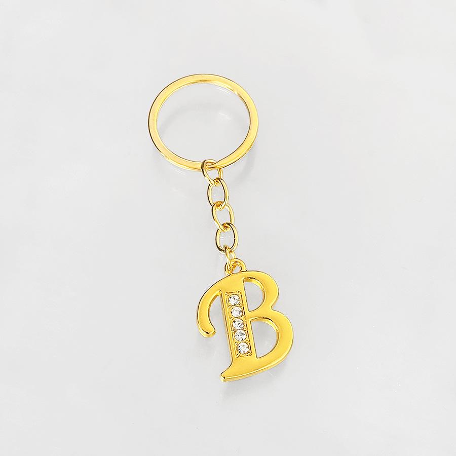 Creative Rhinestone Initials Metal Keychain – Korean Style Car Keyring Party Gift.