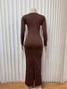 Rochie de seară M10268 Europeană de Lux cu Mânecă Lungă, Croială Slim Fit, cu Detaliu Strasuri Fierbinți