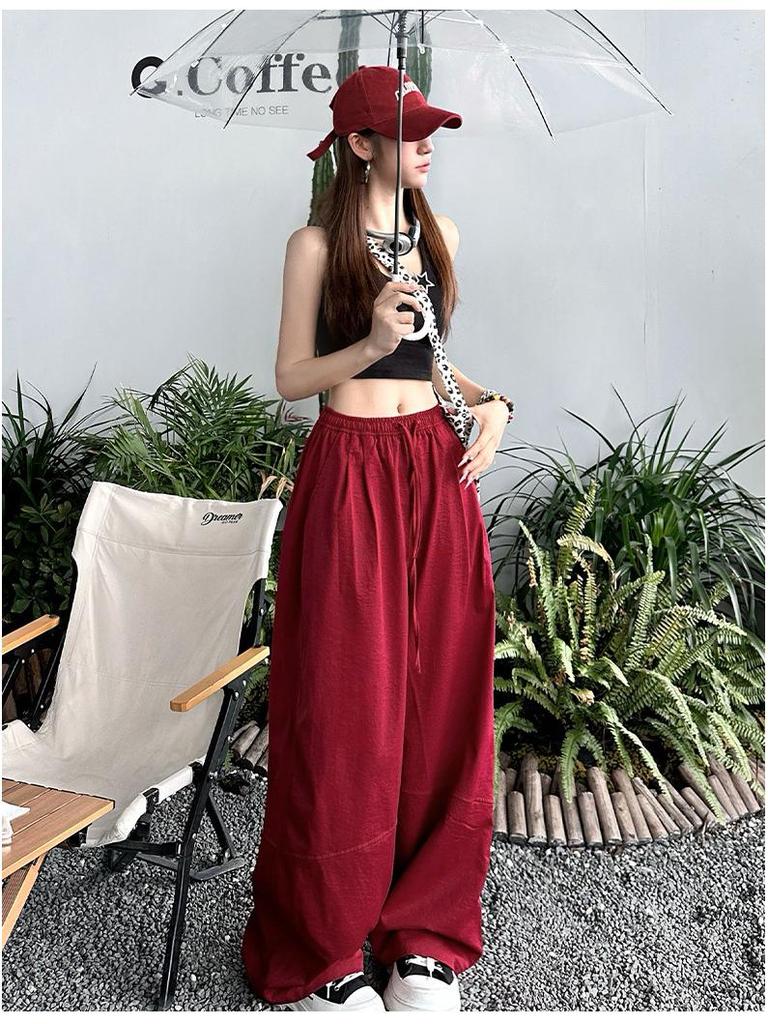 Women's High Waist Quick-Dry Casual Pants - Spring/Autumn, Loose Fit, Straight-Leg Wide-Leg, Slimming, Petite