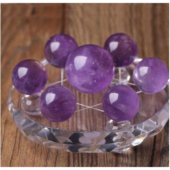 Healing Energy Seven Chakra Star Group Obsidian Sphere Balls Stones Statue Figurine, Natural Crystal Chakra Sphere Ball with Clear Glass Crystal аметист