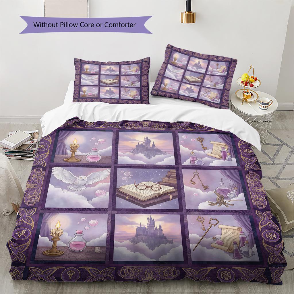 Cartoon Pattern Bedding Quilt Set Quilt Cover Pillowcase Home Decoration Birthday Gift (1 * duvet cover + 2 * pillowcase, without core)