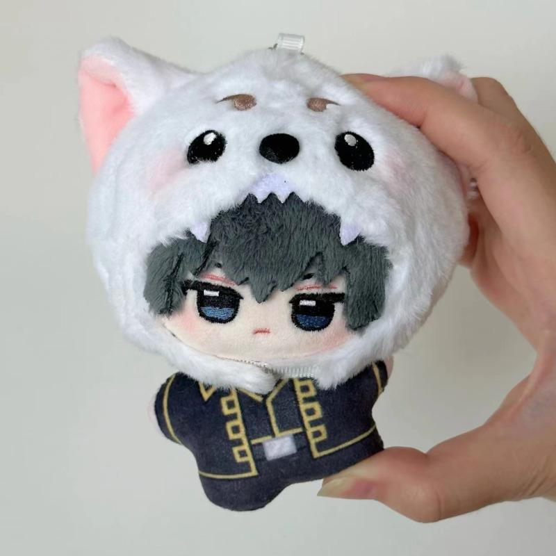 Anime Plushie Sakata Gintoki Doll 10Cm Cute Okita Sougo Doll Pendant Kagura Keychain With Headgear Anime Merchandise Gift