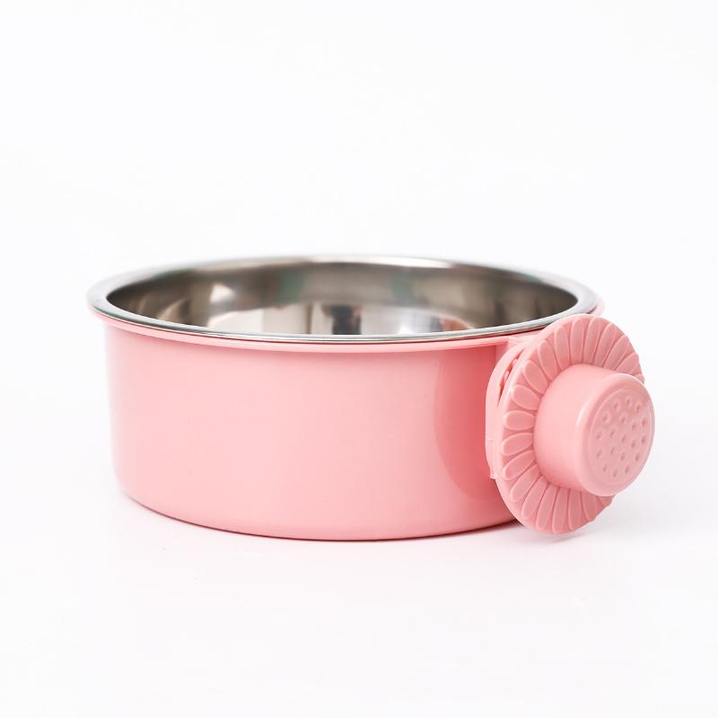 

Pet Bowls Dog Feeders Removable Stainless Steel Hanging Pet Cage Bowl Food & Water Feeder for Cat Puppy Bird Guinea Pig S рожевий