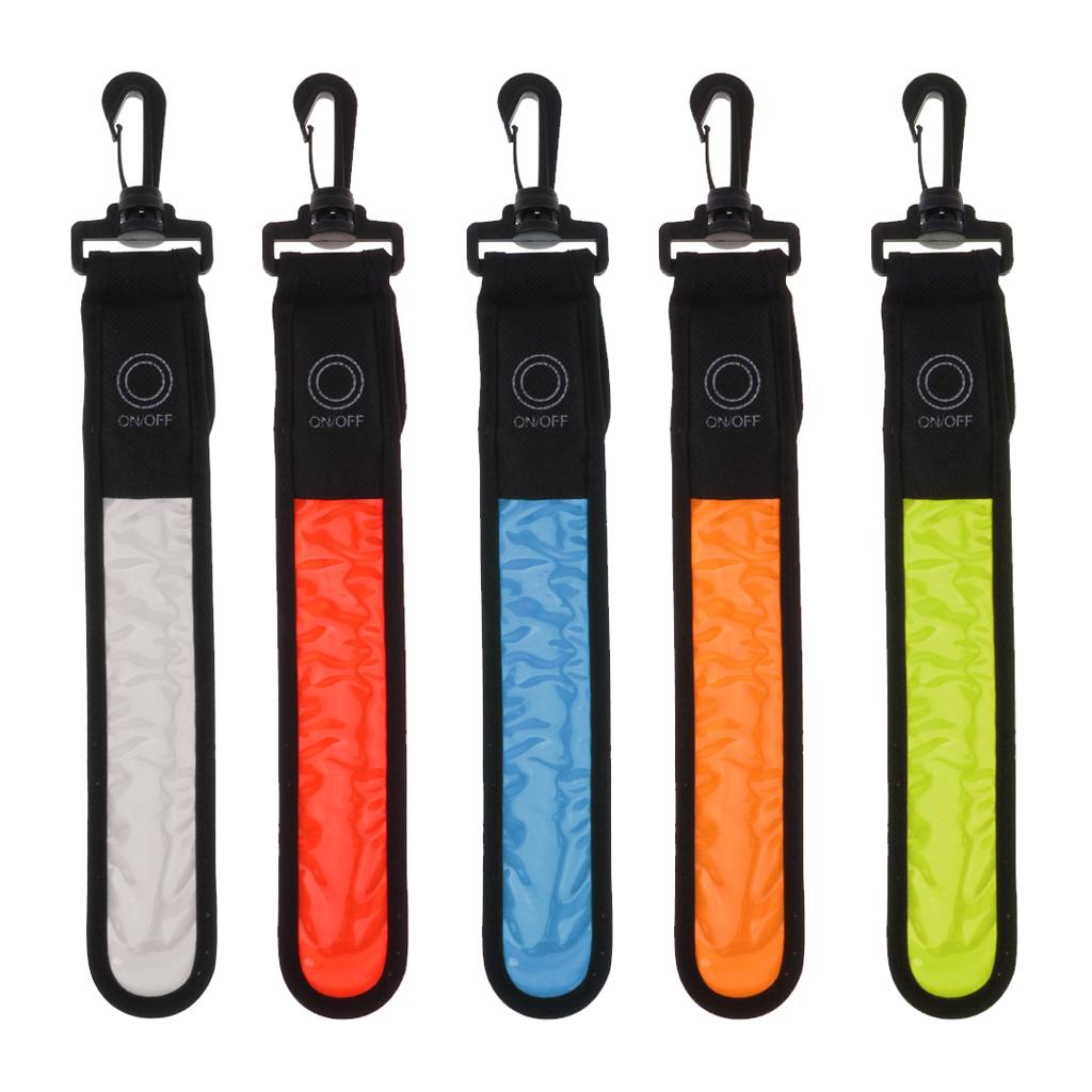 LED Reflective Strip Rechargeable Backpack Tag Safety Light for Night Cycling Hiking Walking School
