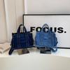 Retro Street Trend Canvas Crossbody Bag - Large Capacity Denim Shoulder Bag for College Students and Shopping