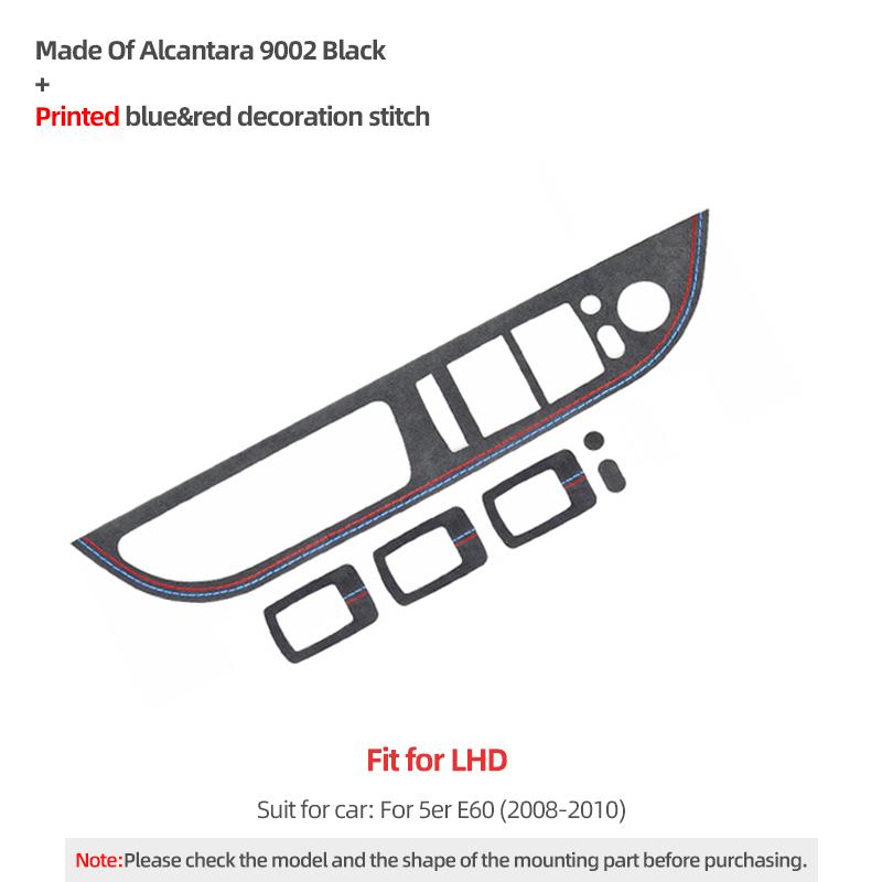 For BMW E60 Series 5 2008-2010 Made of Alcantara Car Interior Window Switch Lifter Panel Trim Performance Sticker Accessories