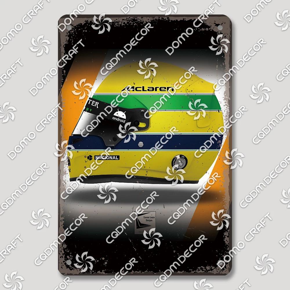 Vintage F Racer Helmet Metal Tin Sign Wall Art Decor  Sport Car Helmets Poster Plaque for Garage Racing Club Bar Pub Home