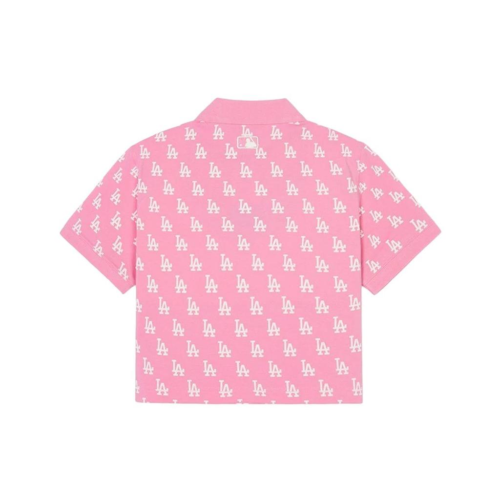 MLB Monogram Los Angeles Dodgers Comfortable Versatile Pullover Short Sleeve Polo Shirt Women tops 3FPQM0143-07PKS