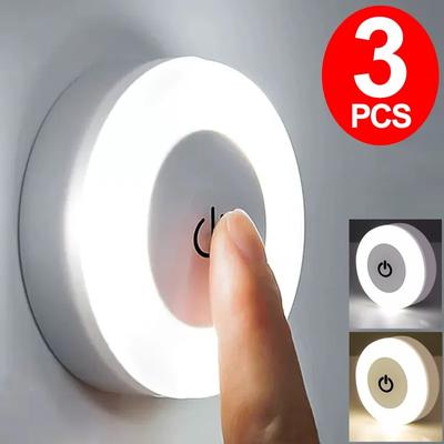 Luces LED nocturnas con Sensor táctil, lámpara de pared con Base magnética y carga USB, para dormitorio, cocina, armario, 3/2/1 Uds.