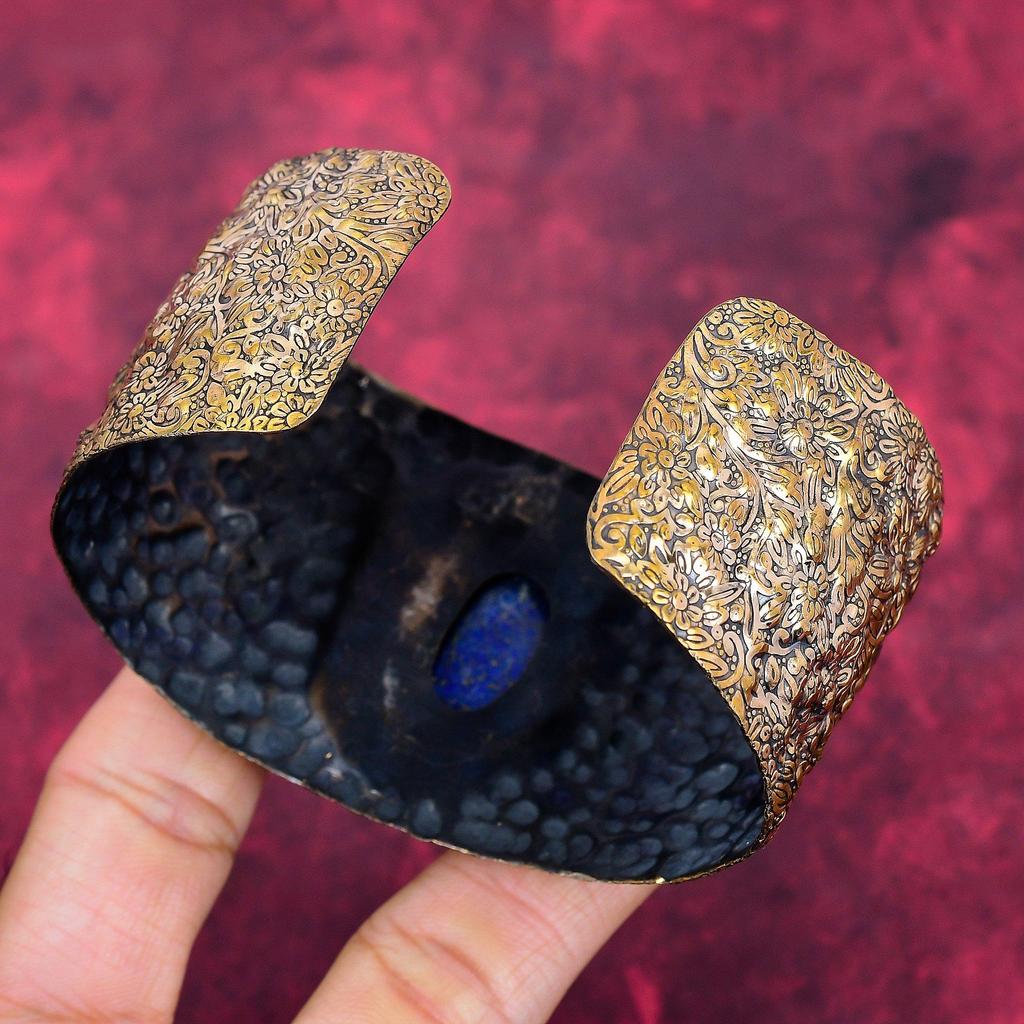 Lapis Lazuli Bangle Gemstone Copper Wire Wrapped Cuff Bracelet Handmade Jewelry Adjustable Bangle Copper Jewelry Gifts for Him Decent Bangle