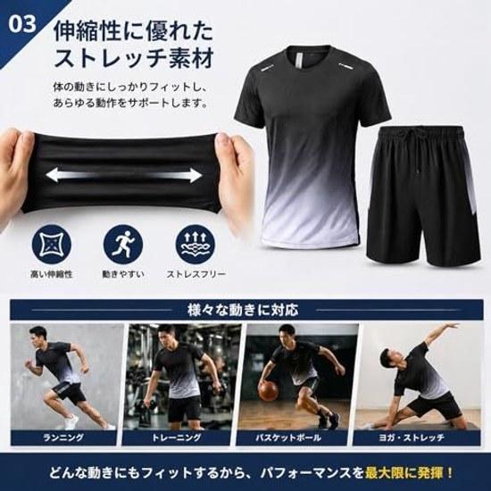 Ghankga Sportswear Mens 2 3 4 Piece Set Fitness Wear Short Sleeve Running Compression Shorts Sports Tights Training Moisture-Wicking Quick-Dry Summer