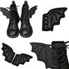 1/2 Pairs Bat Shoe Wings Embroidery Diy Charm Decorations For Sneaker Clothing Shoelaces Punk Halloween Gift Accessory